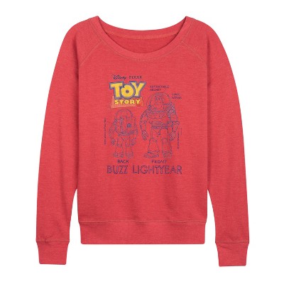Women's - Disney - Buzz Sketches Lightweight French Terry Wide Neck Long Sleeve Graphic Shirt