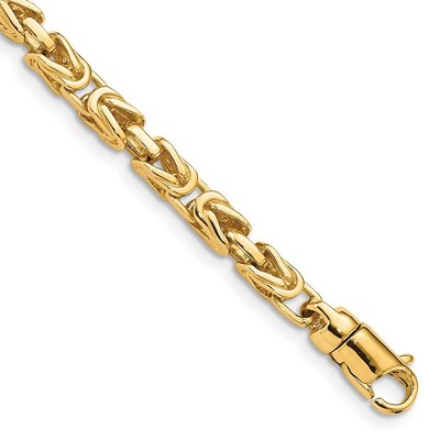 Black Bow Jewelry 4mm 14K Yellow Gold Solid Byzantine Chain Bracelet, 8.5 Inch