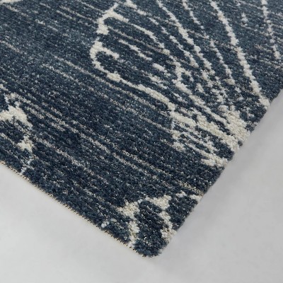 Dark Blue Coastal Shell Pattern Synthetic Area Rug