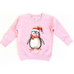 Watercolor Penguin Bubblegum - Toddler Graphic Sweatshirt - 1 of 4