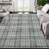 Modern Rug Washable Rug Buffola Plaid Rug for Living Room, Neutral Rug Non Slip, Low Pile Thin Rug, Distressed Soft Rug, Indoor Foldable Printed Rug - 2 of 4