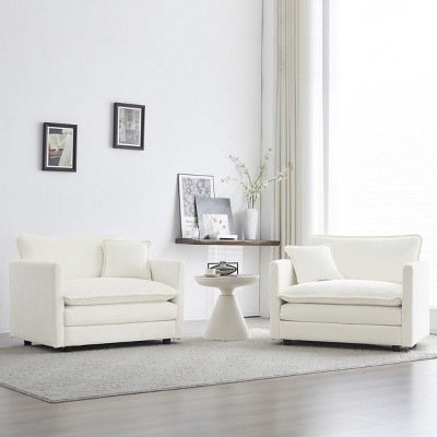 Modular Chenille Upholstered Accent Chair Set of 2,Living Room Comfy Side Chairs with Toss Pillow–The Pop Home