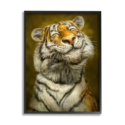 Stupell Industries Happy Tiger Funny Large Cat Animal Painting