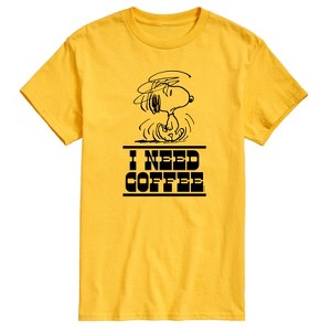 Men's - Peanuts - I Need Coffee Snoopy -Men's Short Sleeve Graphic T-Shirt Short Sleeve Graphic T-Shirt - 1 of 4