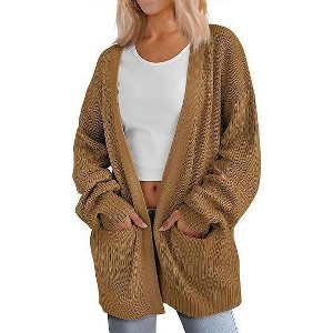 Coolmee Womens Oversized Cardigans Soft Loose Open Front Casual Knit Sweater Coats with Pockets - 1 of 3