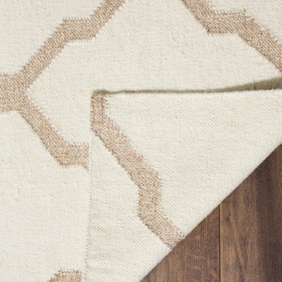 Ivory Camel 5' x 8' Handmade Wool & Viscose Geometric Area Rug
