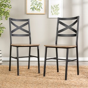 Metal X - Back Dining Chair (Set of 2) - Driftwood - Saracina Home, Brown