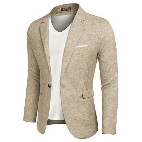 Мужские куртки COOFANDY Men' s Blazer Casual Sport Coats Slim Fit One Button Suit Jacket Lightweight Sports Jacket Light Khaki L