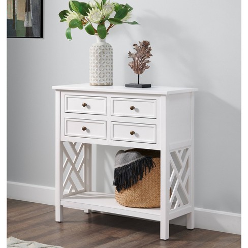 White entryway deals table with drawers