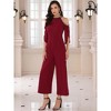 INSPIRE CHIC Women's Halter Sequin Cold Shoulder Split Sleeve Cocktail Wide Leg Jumpsuits - 2 of 4