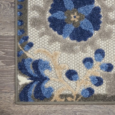 Aloha Natural/Blue Floral 6' x 9' Synthetic Outdoor Area Rug