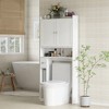 HOMCOM Over the Toilet Storage Cabinet, Modern Above Toilet Bathroom Organizer with 2 Doors, Toilet Paper Holder, Freestanding Space Saver - 3 of 4