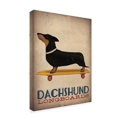 Trademark Fine Art -Ryan Fowler 'Dachshund Longboards' Canvas Art
