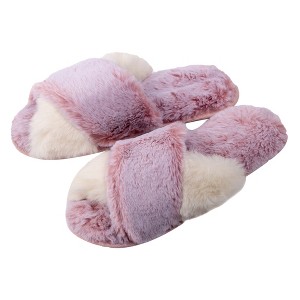 Roxoni Women's Cross Band Fur Slipper - 1 of 4