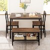 Coucheta 4-Piece Dining Table Set with Bench & Storage - Space-Saving Kitchen Table for Small Spaces, Durable MDF Top(brown) - 2 of 4