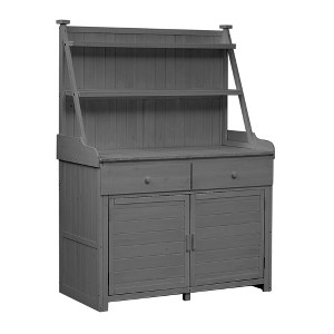 Gulches 65" Gray Garden Workstation with Planter Stands and Holders, Storage Shelf, and Cabinet - 1 of 4