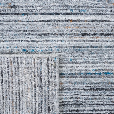 Gray Handmade Square Wool and Viscose Area Rug