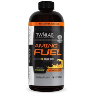 Twinlab Amino Fuel Liquid Orange Rush - Caffeine Free Pre & Post Workout Amino Energy Drink with BCAA & Collagen Peptides - 16 fl oz - 1 of 4