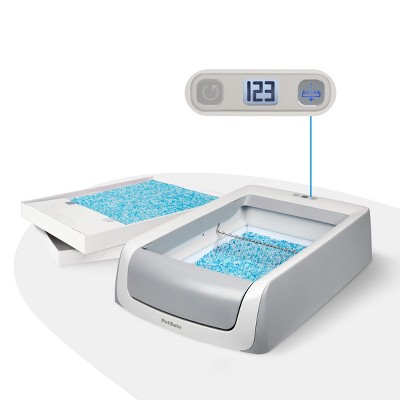Gray Automatic Self-Cleaning Cat Litter Box with Crystal Tray