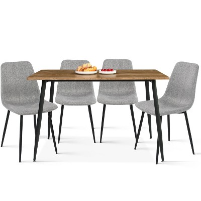 Charls+Bingo 5-Piece Metal Legs and 4 Upholstered Chairs Modern Rectangular Dining Table Furniture Set-Maison Boucle