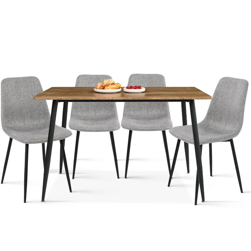 Charls+Bingo 5-Piece Metal Legs and 4 Upholstered Chairs Modern Rectangular Dining Table Furniture Set-The Pop Maison, 1 of 12