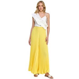 Slickblue Women's Cami Jumpsuit with Asymmetrical Ruffle and Pleated Bottom, Color & Size Options - 1 of 4