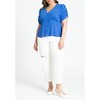 ELOQUII Women's Plus Size Shirred Sleeve Top With Buttons - 4 of 4