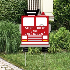 Big Dot of Happiness Fired Up Fire Truck - Party Decorations - Firefighter Firetruck Baby Shower or Birthday Party Welcome Yard Sign - 1 of 4