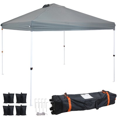 Sunnydaze Premium Pop-Up Canopy with Rolling Carry Bag and Sandbags - 12' x 12' - Gray