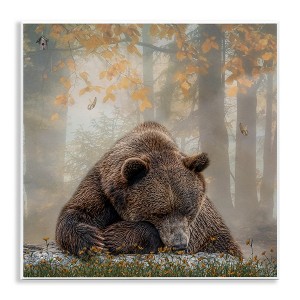 Stupell Industries Autumn Slumber Brown Bear Foliage Wall Plaque Art - 1 of 4