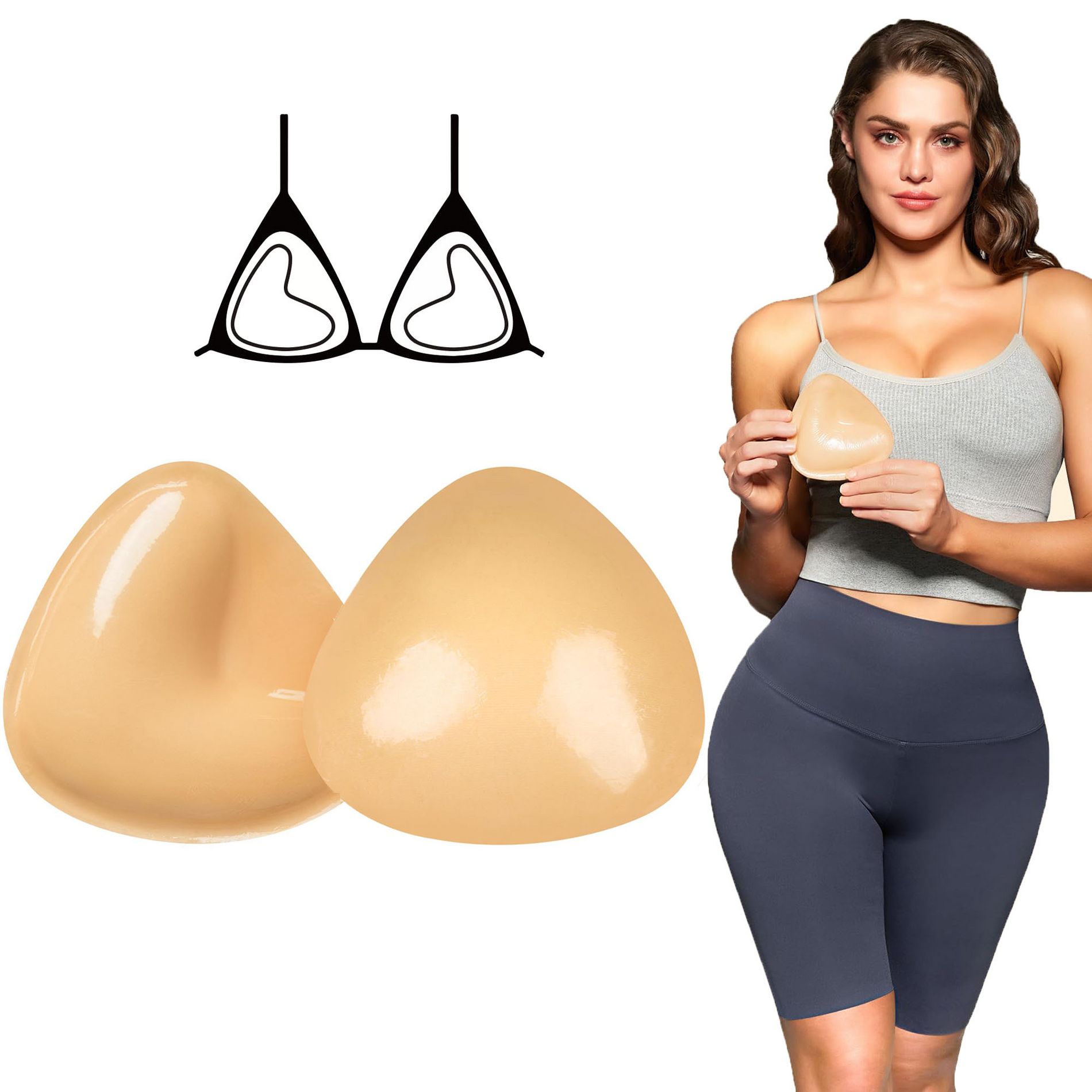 Niidor Ultra Boost Bra Inserts Double-Sided Adhesive Bra Pads Sticky Bikini Padding Push Up Inserts for Sports Bra Swimsuit