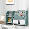 Infans Kids Toy Storage Organizer w/ 2-Tier Bookshelf & Plastic Bins - 2 of 4