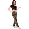 Anna-Kaci Lounge Women's Leopard Print Pajama Set with Ruffled Crop Top and High Waist Wide-Leg Pants- Black,Small - 3 of 4