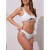 INSPIRE CHIC Women's Cutout Racerback Ribbed Bikini Sets, Scoop Neck Top Triangle Bottom Swimwear Bathing Suits 1 Set - 2 of 4