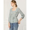 Allegra K Women's Floral Print Belted Waist Square Neck Vintage Peplum Blouse - 3 of 4