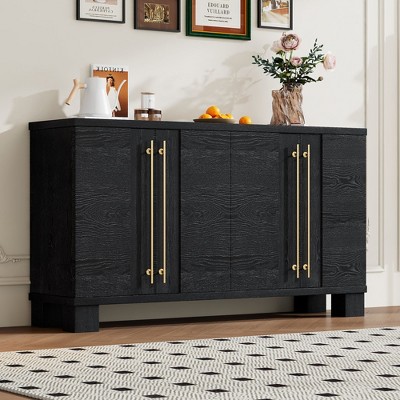 NicBex Buffet Cabinet with Storage Wood Traditional Style Sideboard Cabinet with Adjustable Shelves and Gold Handles for Living Room