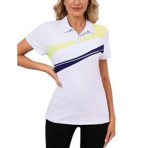 Womens Polo Shirts Short Sleeve Summer Printed Tops  Lightweight Athletic Golf Tennis Shirts - 1 of 4