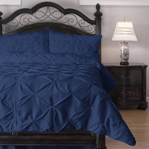 Eluxury Pinch Pleat Comforter Set Navy Blue King Target
