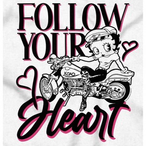 Biker Betty Boop Follow your Heart Womens Graphic T Shirt Tees Brisco Brands - 1 of 4