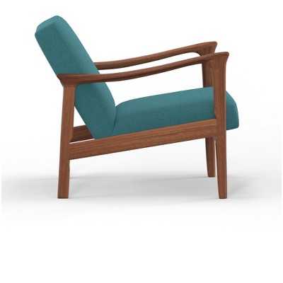 Zephyr Turquoise Mid-Century Modern Wood Lounge Chair