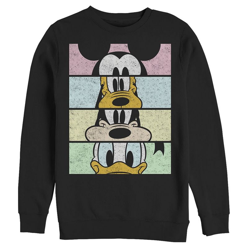 Men's Mickey & Friends Distressed Group Cropped Portraits Sweatshirt, 1 of 5