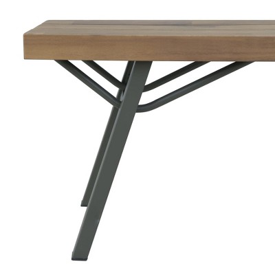 47.2'' Medium Brown Acacia Wood and Steel Patio Bench