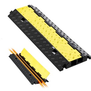 VEVOR Cable Protector Ramp, 22,000 lbs/axle Capacity, 2 Channel Heavy Duty Rubber Cord Hose Wire Cover, 2.2 x 2 in Channel, 1 Pack,Yellow & Black - 1 of 4