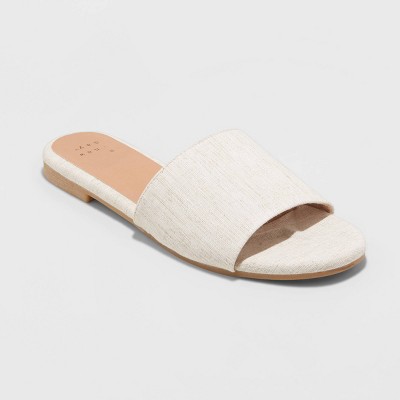 cream slide sandals