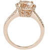 Pompeii3 3ct Morganite & Diamond Engagement Ring 14K Rose Gold Halo Split Shank - Size 7 - 2 of 4