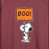 Women's - Peanuts - Snoopy Boo Sign Lightweight French Terry Wide Neck Long Sleeve Graphic Shirt - 2 of 4