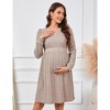 Maternity V Neck Dress Women's Rib Knit Long Sleeve Midi Dress Photoshoot Baby Shower Sweater Fall Dresses - 2 of 4