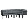 vidaXL 5 Piece Patio Lounge Set Black and Gray Poly Rattan - 3 of 4