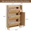 3-Tier Slim Rattan Shoe Cabinet with Flip Drawers & Side Cabinet, Entryway Organizer for Hallway Living Room-3irtyhousy - 4 of 4