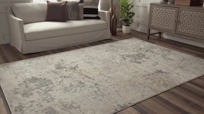 Gray Abstract Recycled Synthetic Rectangular Area Rug 6' 7" x 9'